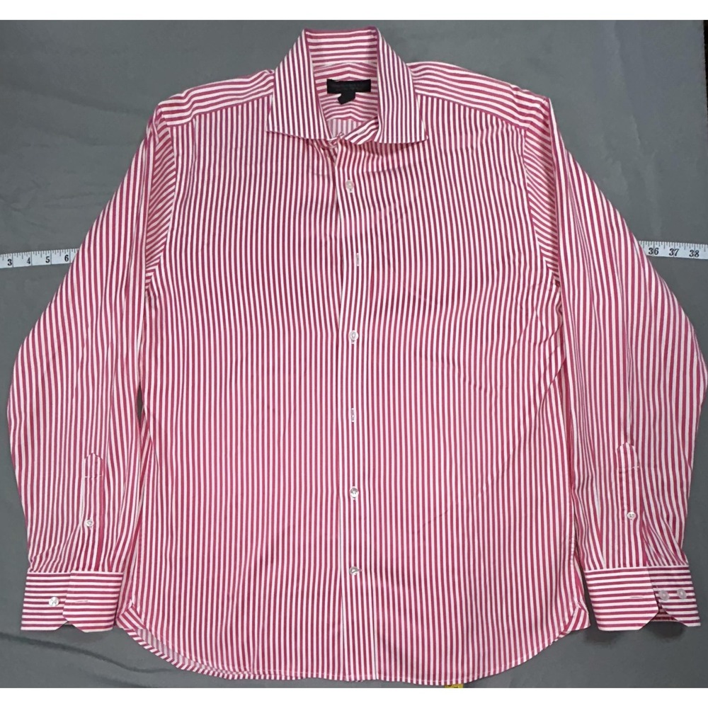 Express Design Studio Dress Shirt Mens L Red Stripe Classic Fit Long Sleeve